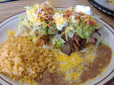 Molcajete Grill - Carnitas and Chicken Sopes Platter