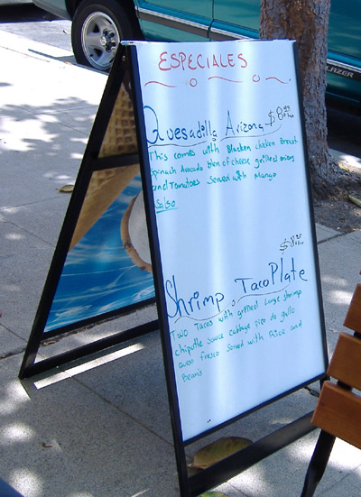Taco Adobe - Specials Board Taco Adobe - Specials Board
