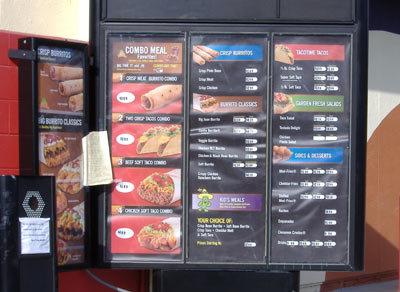 Taco Time - Drive-thru Menu Board